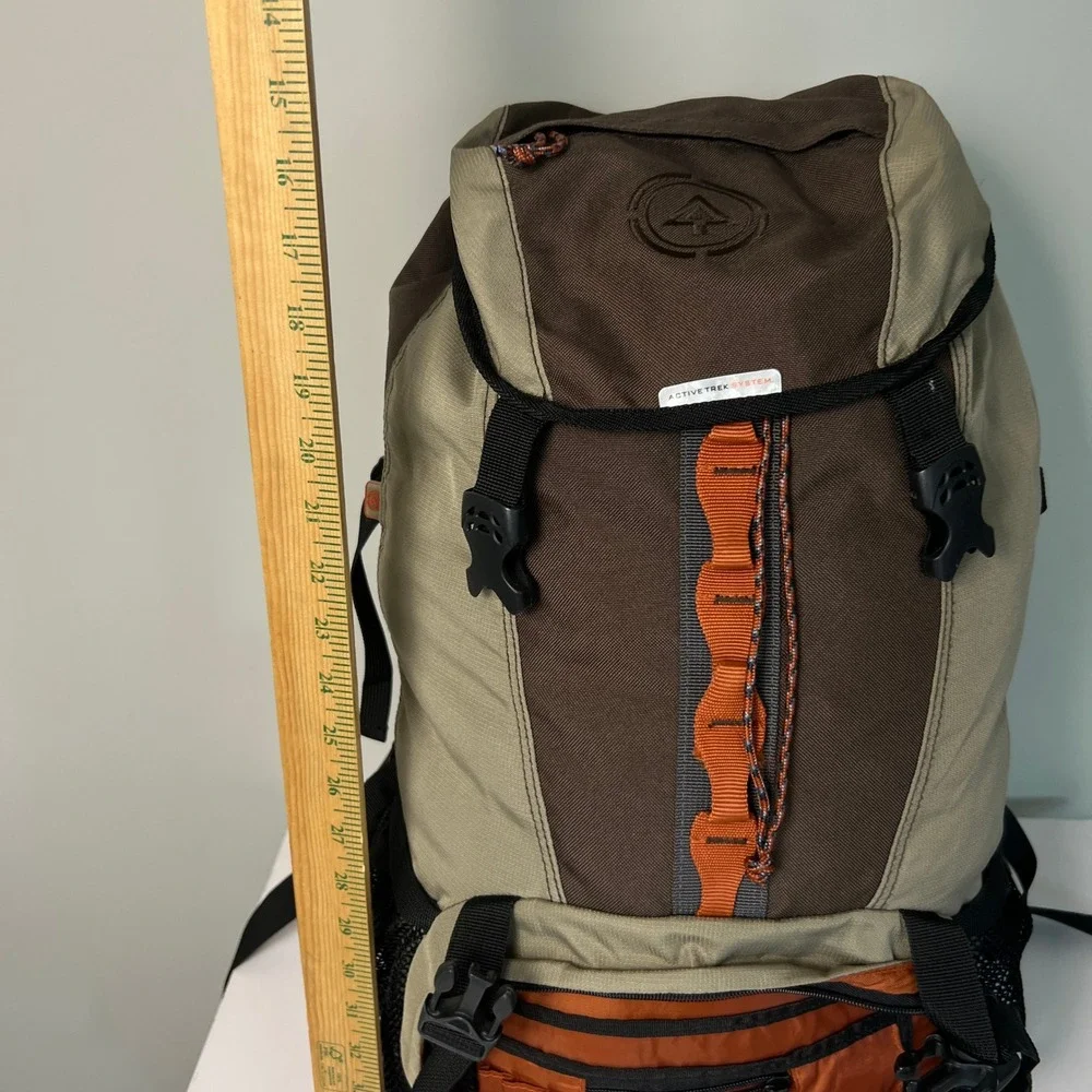 Old Navy Active Trek System Backpack OS Brown Hiking Camping Vintage 2004